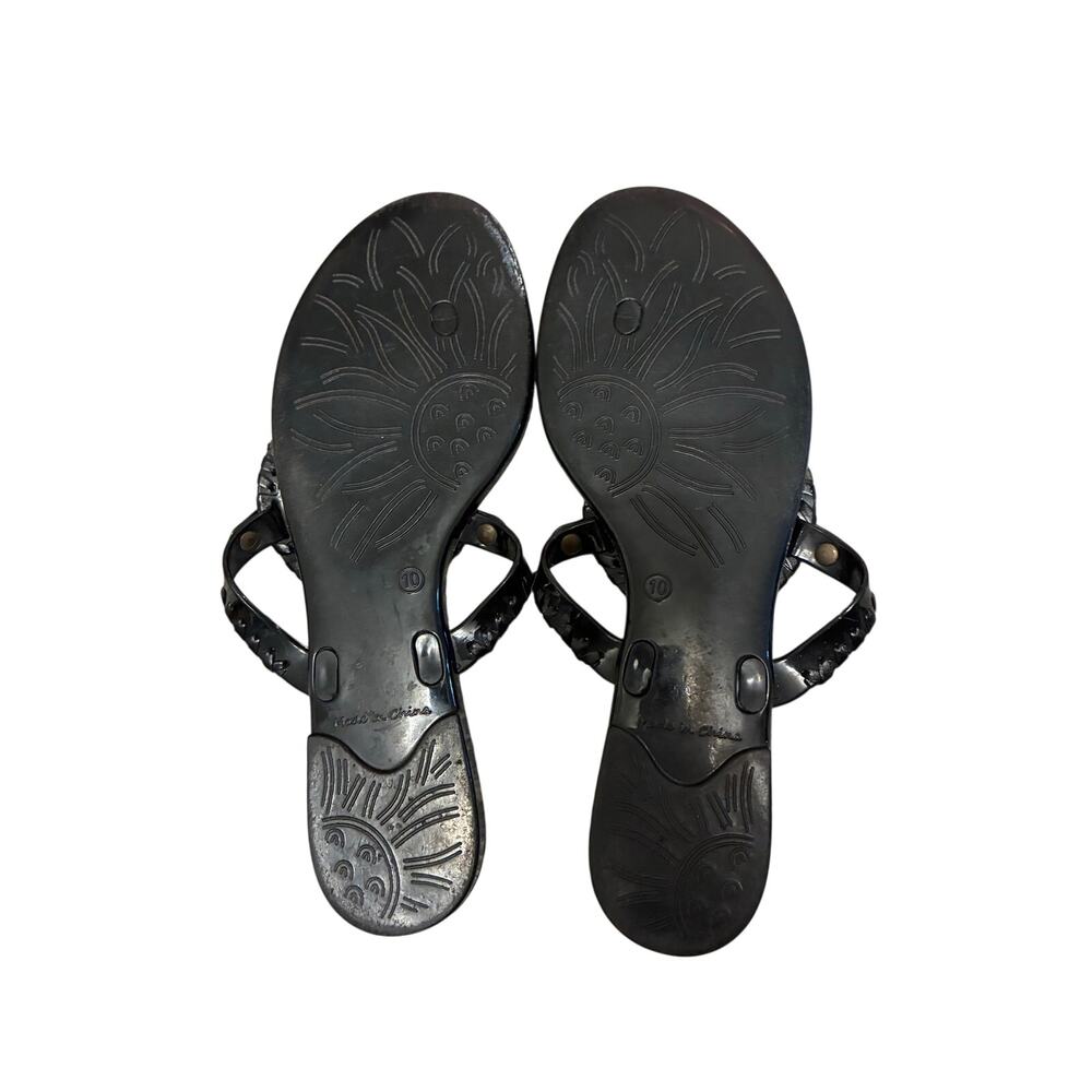 JACK ROGERS Black Jelly Thong Flat Sandals Size 10 Summer Preppy Casual Coastal - Picture 5 of 6